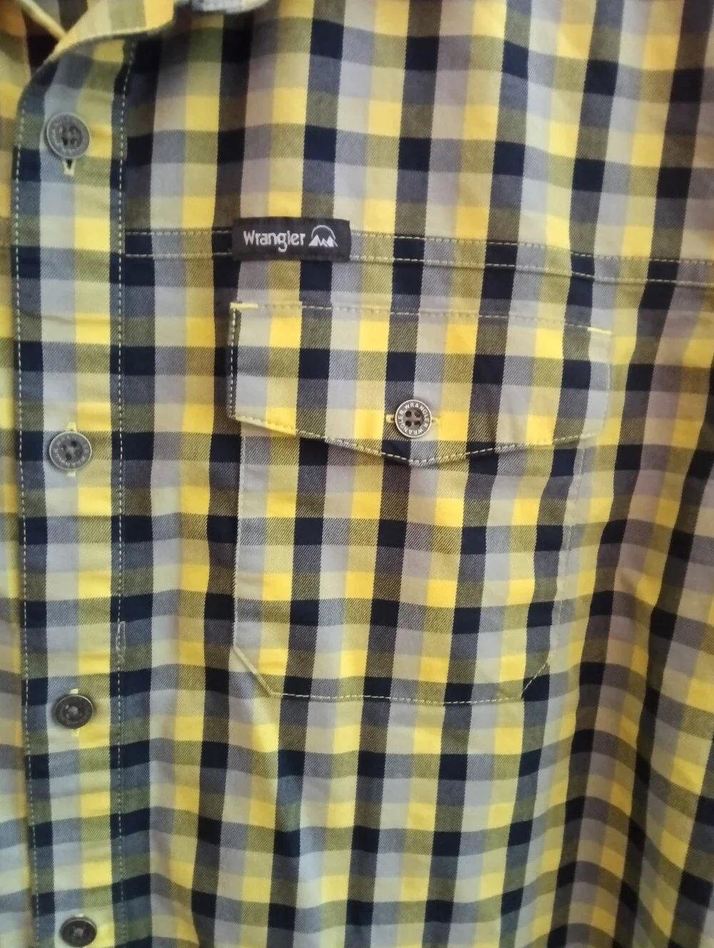 Wrangler Men's Large Plaid Regular Fit Outdoor Shirt Yellow/Black
